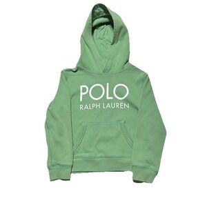Polo Ralph Lauren Unisex Kids Size 7 Pullover Hoodie Sweatshirt Fleece Green‎